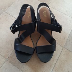 Black wedge sandals